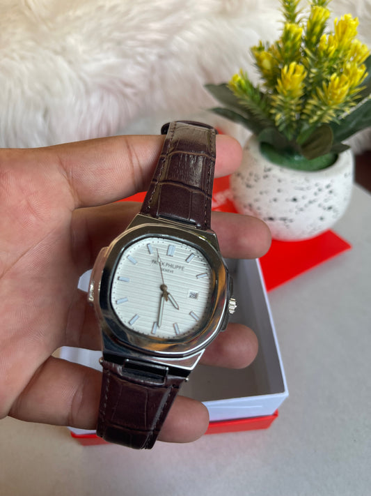 Patek Philippe Style Men's Leather Watch – Elegant & Classic